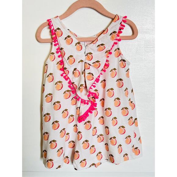 EGG BY SUSAN LAZAR Toddler Girl Printed Kiera Peach Cotton Romper Outfit 3T - Picture 3 of 8